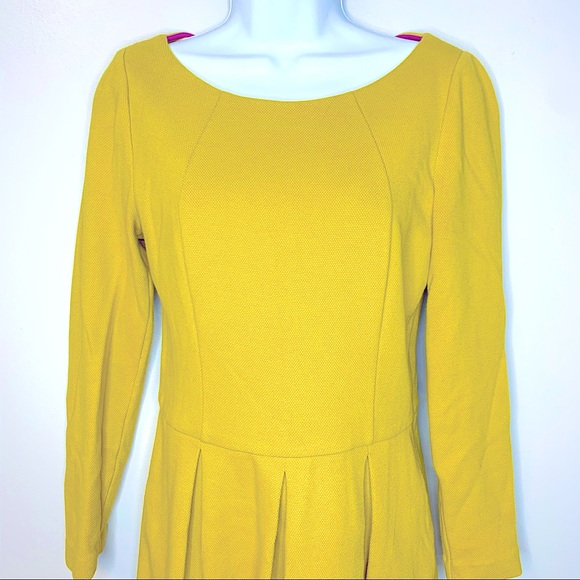 Boden Textured Cotton Lindsey Ponte Dress Yellow Size 6R - Picture 4 of 10